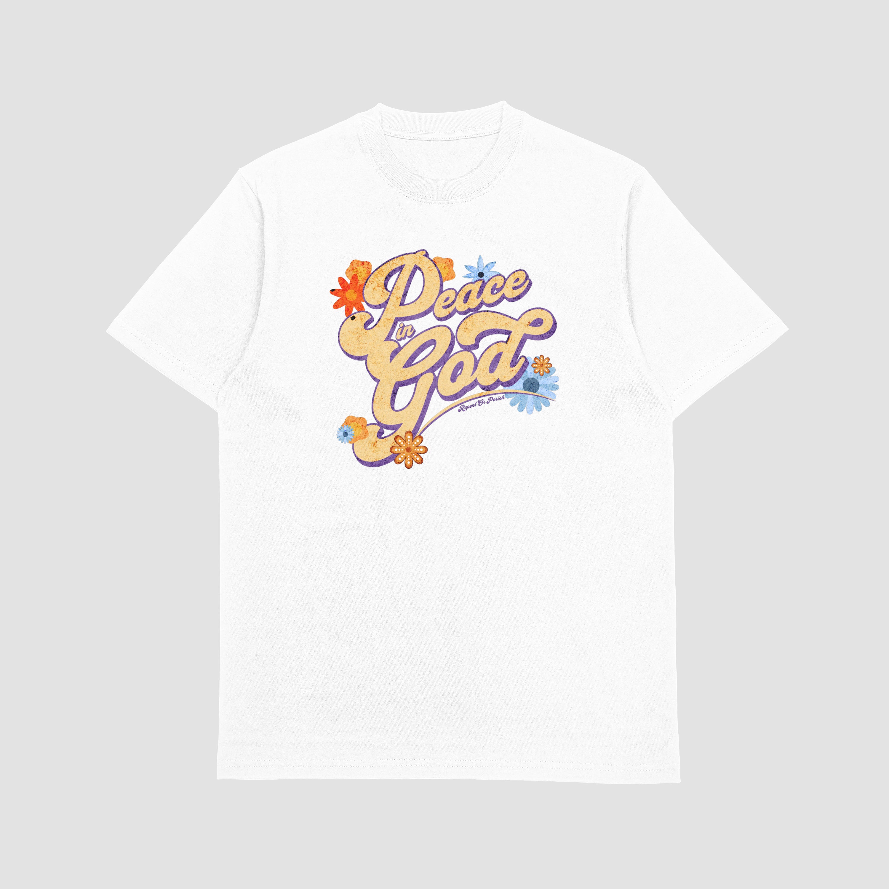 PEACE IN GOD DAMEN BASIC T-SHIRT - REPENT OR PERISH
