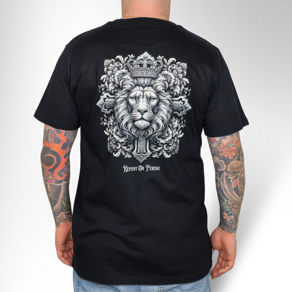 KING OF JUDAH HERREN BASIC T-SHIRT - REPENT OR PERISH