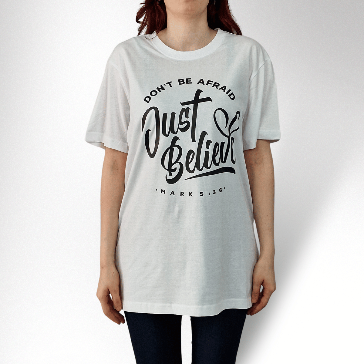 JUST BELIEVE DAMEN BASIC T-SHIRT - REPENT OR PERISH