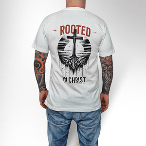 ROOTED IN CHRIST TWO TONE HERREN BASIC T-SHIRT - REPENT OR PERISH