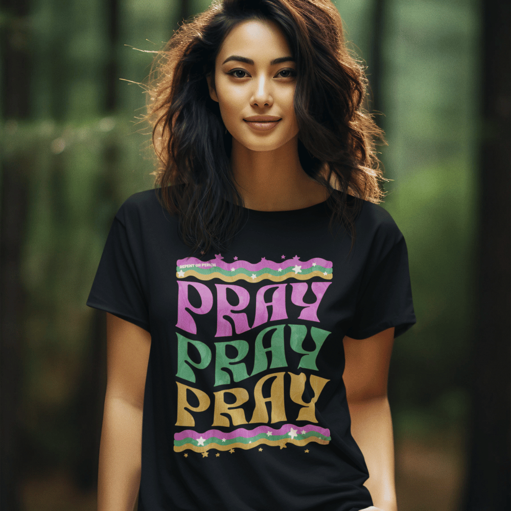 PRAY PRAY PRAY BASIC T-SHIRT SLIM FIT - REPENT OR PERISH