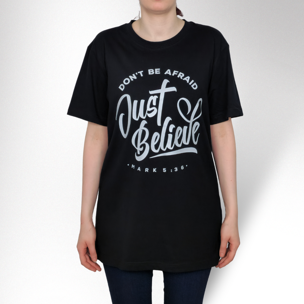 JUST BELIEVE DAMEN BASIC T-SHIRT - REPENT OR PERISH