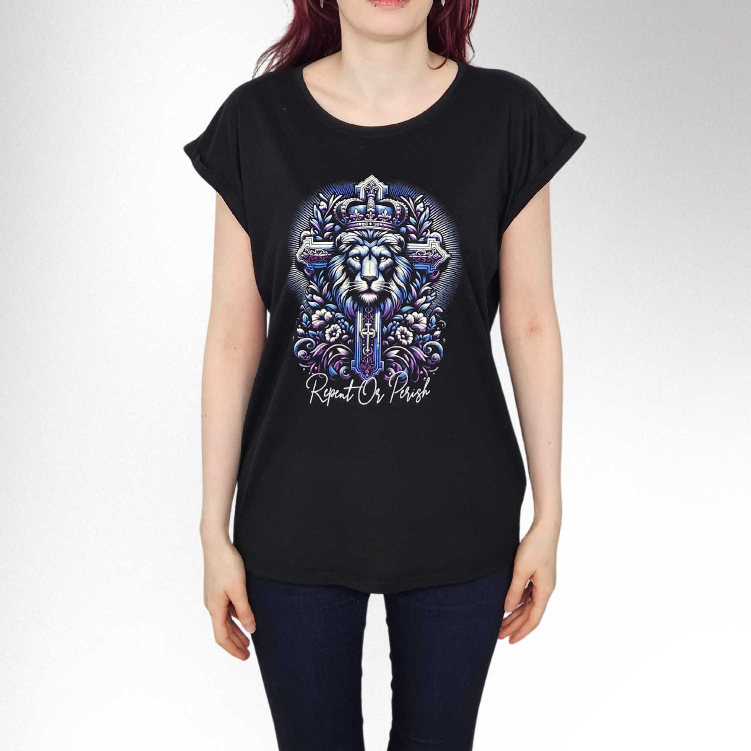 LION CROSS FRAUEN SHOULDER T-SHIRT