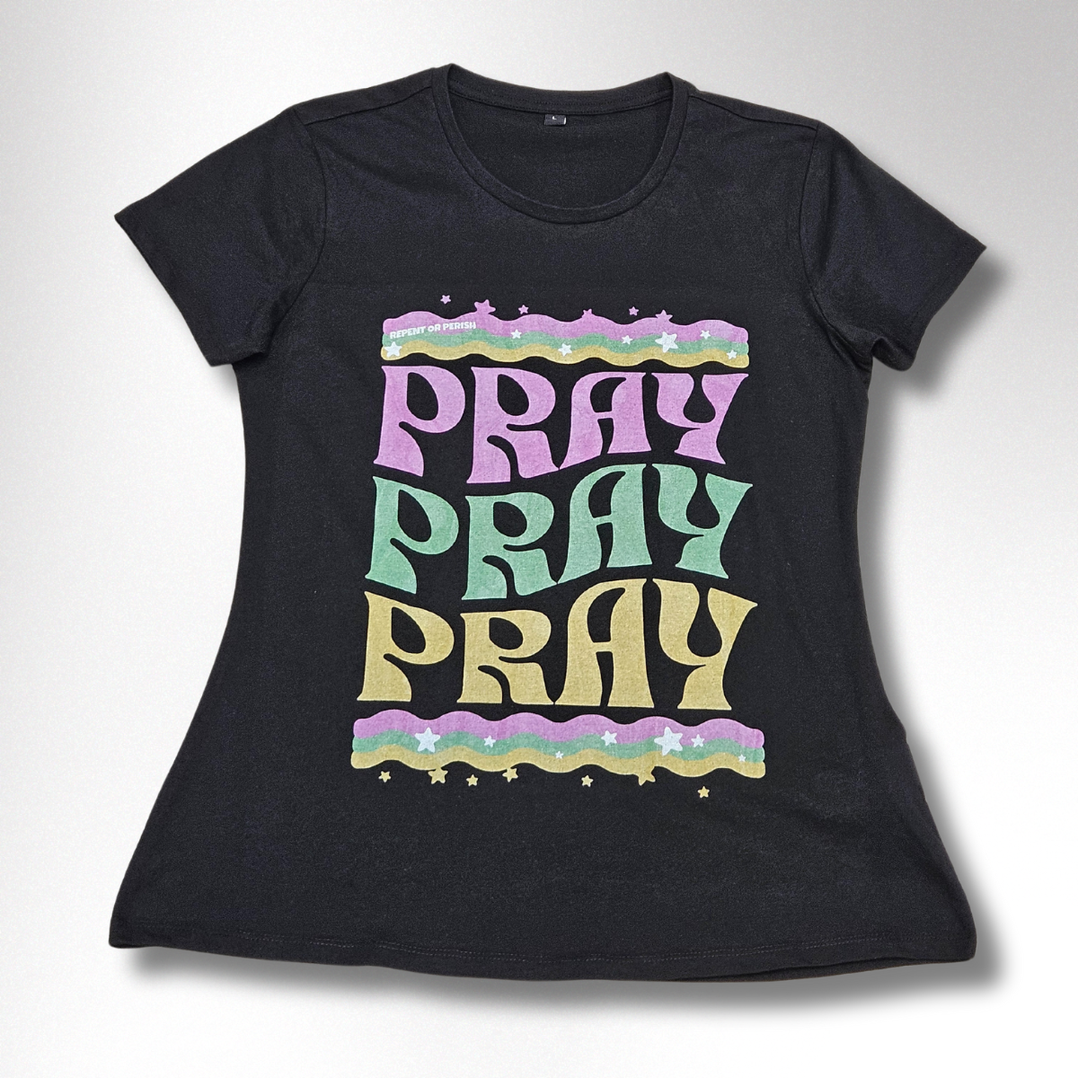 PRAY PRAY PRAY DAMEN BASIC T-SHIRT 2D