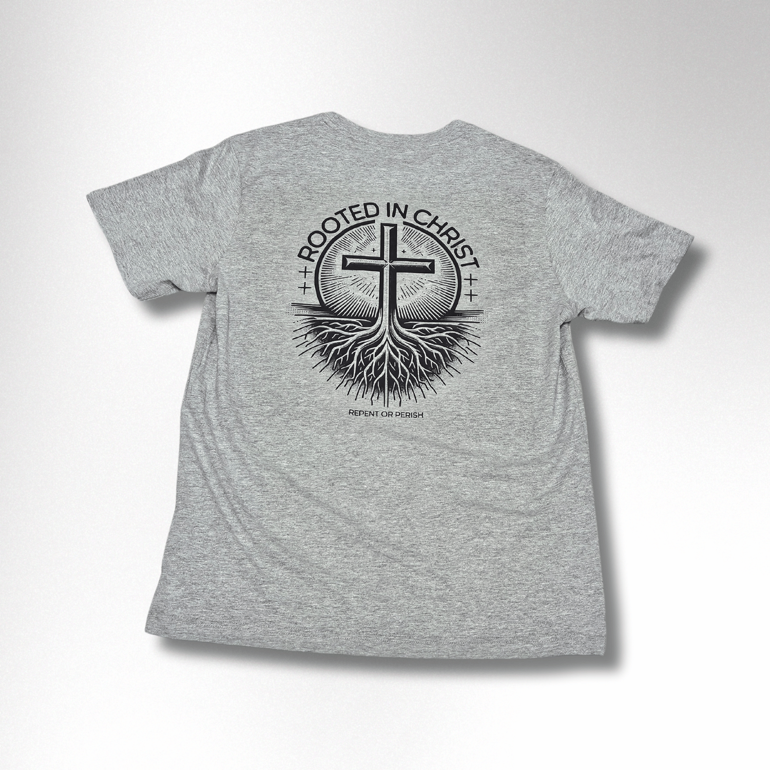 ROOTED IN CHRIST SIMPLE HERREN BASIC T-SHIRT - REPENT OR PERISH