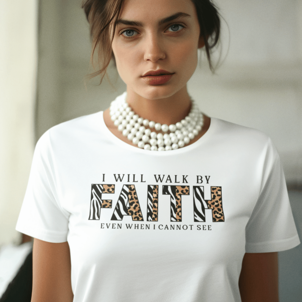 WALK BY FAITH LEOPARD DAMEN BASIC T-SHIRT - REPENT OR PERISH